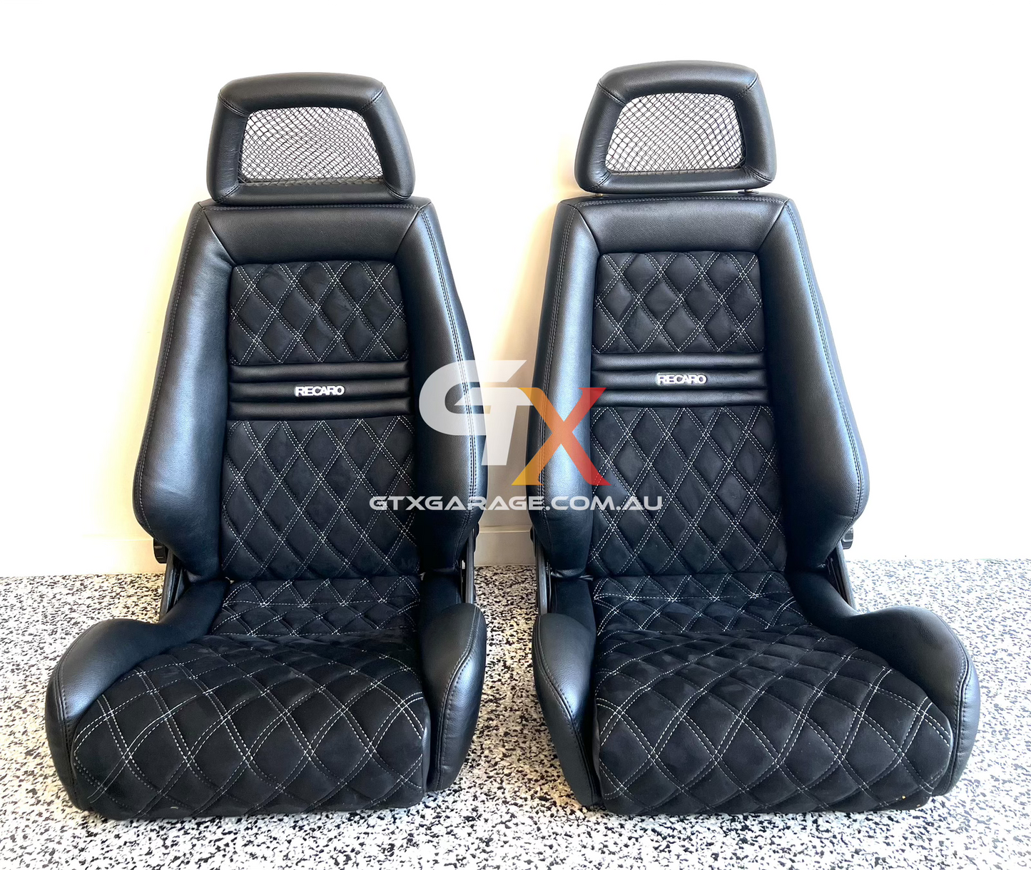 RECARO LX Fishnet Diamond White Stitching
