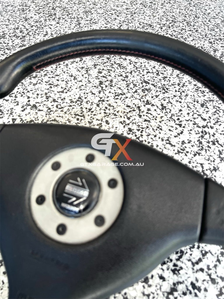 MOMO Mitsubishi Lancer Evolution 4/5/6 Steering Wheel Red Stitch (#1)