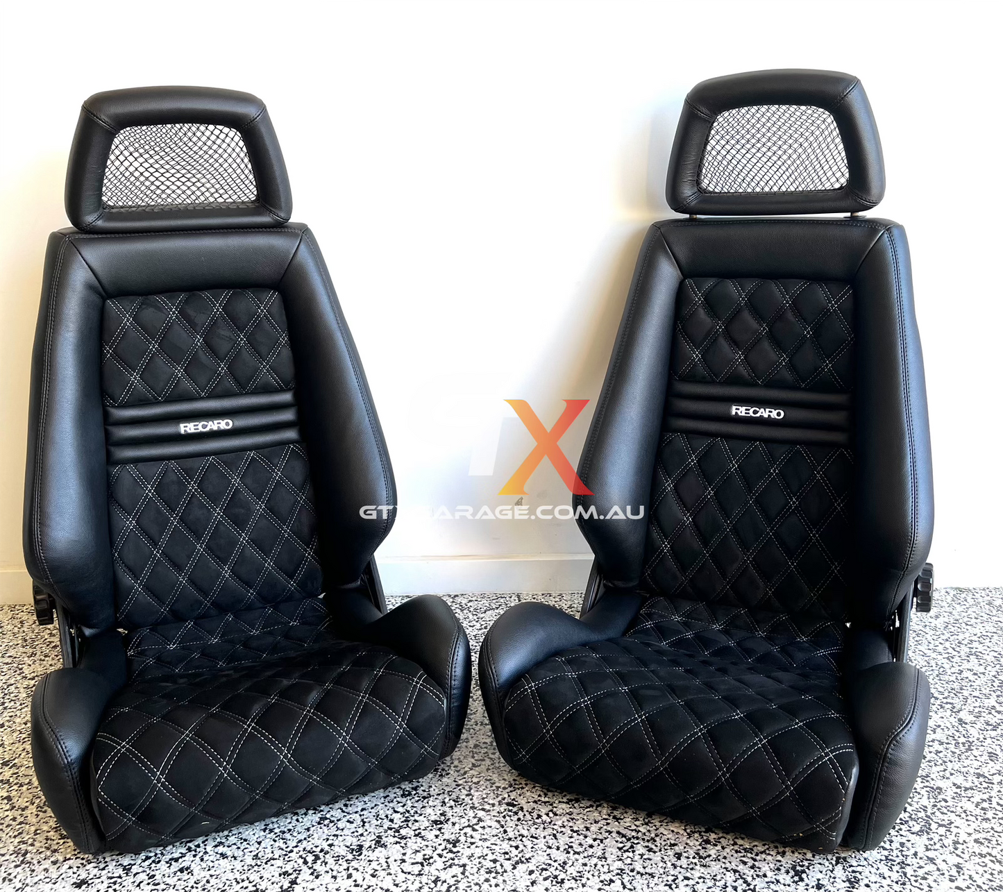RECARO LX Fishnet Diamond White Stitching