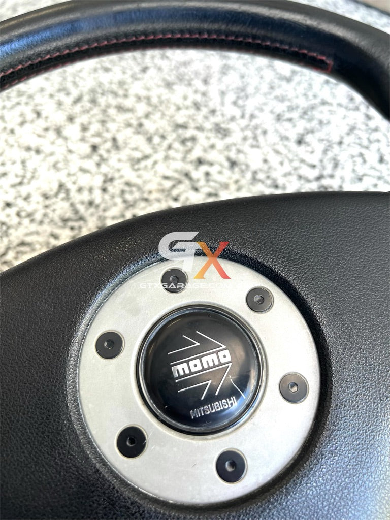 MOMO Mitsubishi Lancer Evolution 4/5/6 Steering Wheel Red Stitch (#1)
