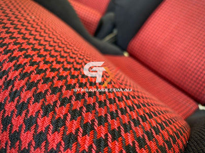 Houndstooth Chili Red Fabric
